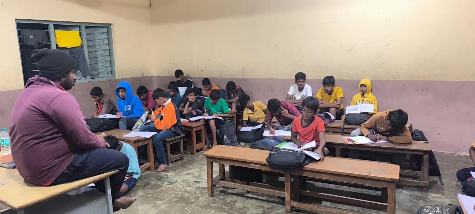 Students taking part in a classroom activity