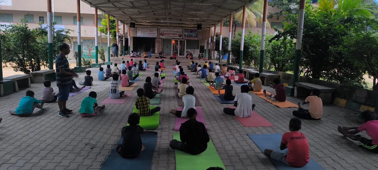 Children participating in a community wellbeing activity