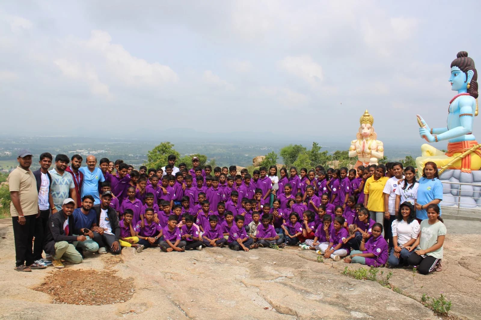 Young people and supporters gathered outdoors